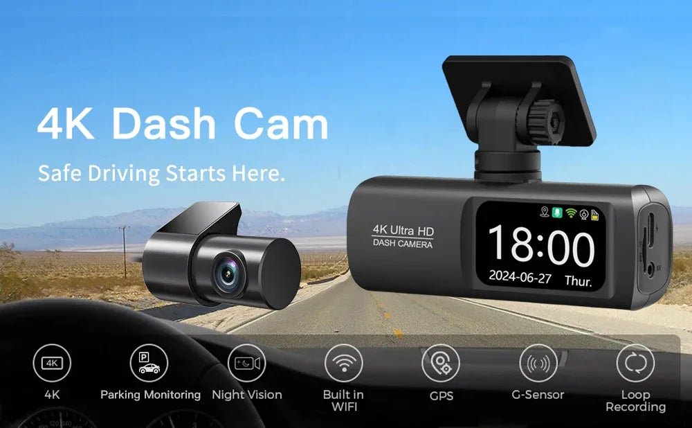 Caméra Voiture 4K Double Objectif – Vision Nocturne