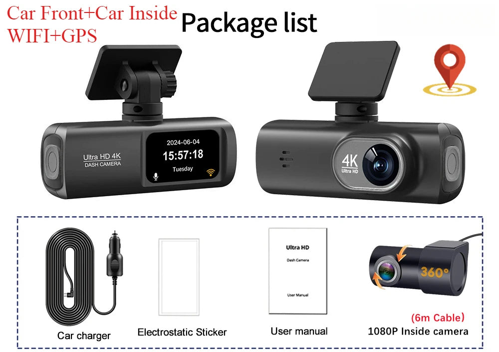 Caméra Voiture 4K Double Objectif – Vision Nocturne