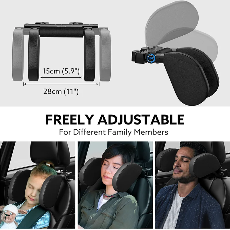 Car Seat Headrest Adjustable Side Head Support Telescopic Support on Cervical Spine  for Adults Kids U Shaped Pillow