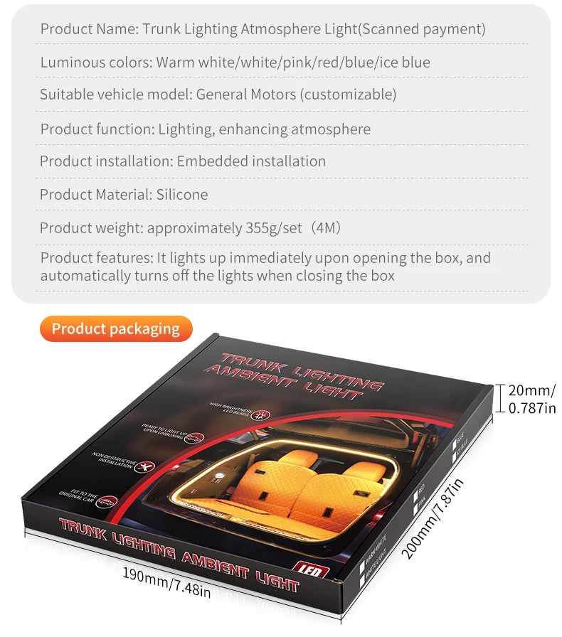 ande LED Dynamique Flexible 12V - Éclairage d'Ambiance Premium pour Coffre et Habitacle